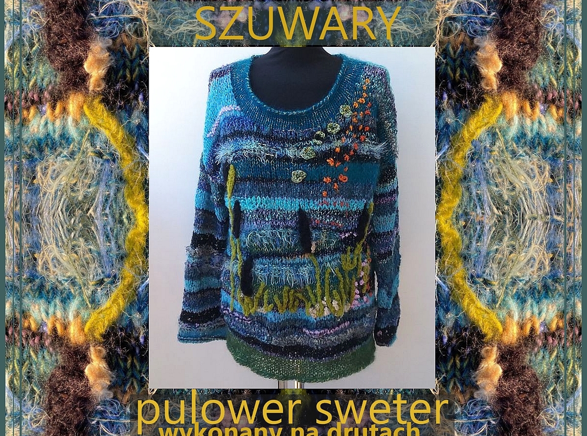 Sweter jak obraz - ręcznie robiony. Moda dla indywidualistek 