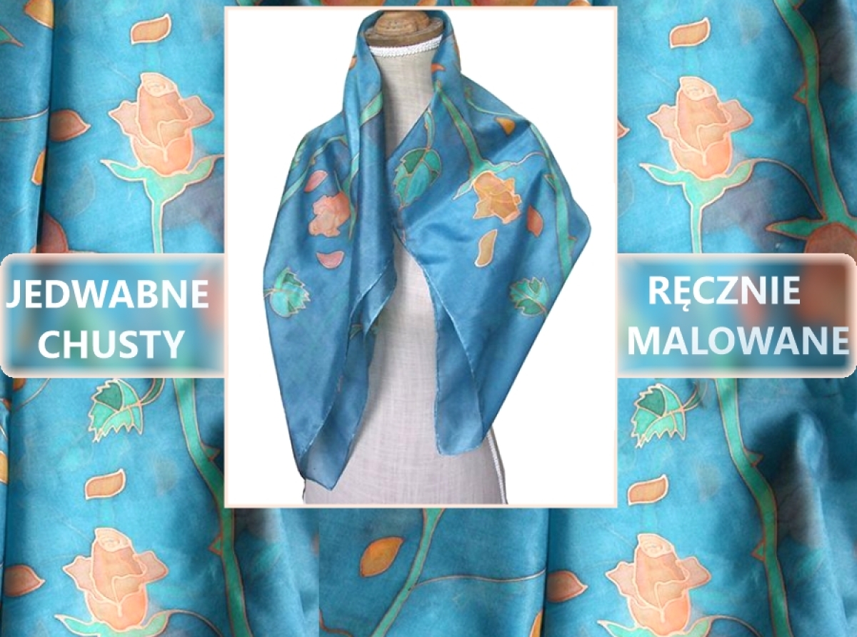 Ręcznie malowane, jedwabne, apaszki, szale i chusty. Stylowy dodatek dla eleganckiej kobiety.