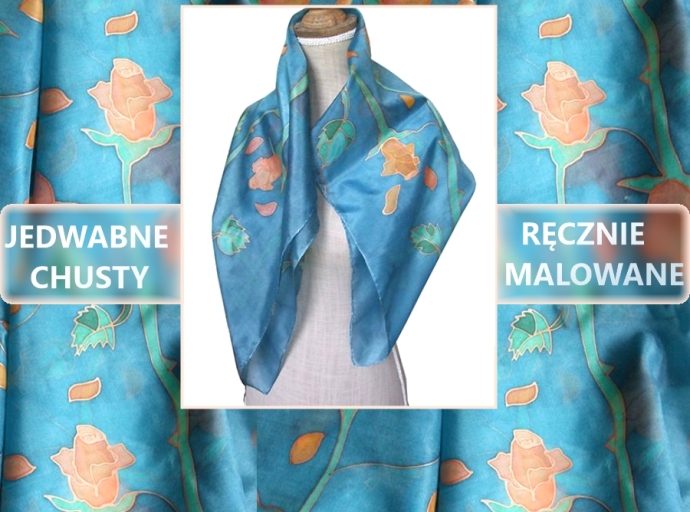 Ręcznie malowane, jedwabne, apaszki, szale i chusty. Stylowy dodatek dla eleganckiej kobiety.