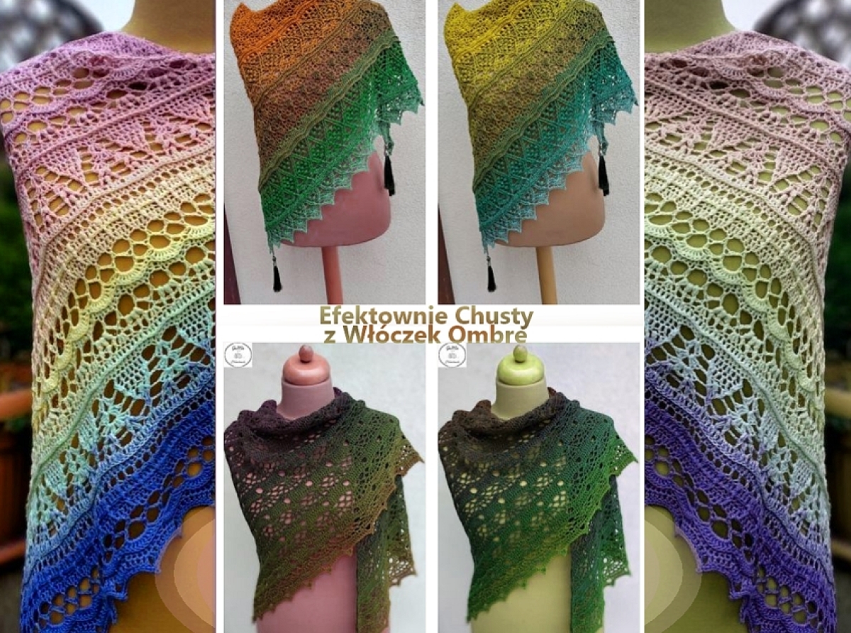 Ręcznie robione chusty i szale ombre - czyli cieniowane kolory w wielu odcieniach 