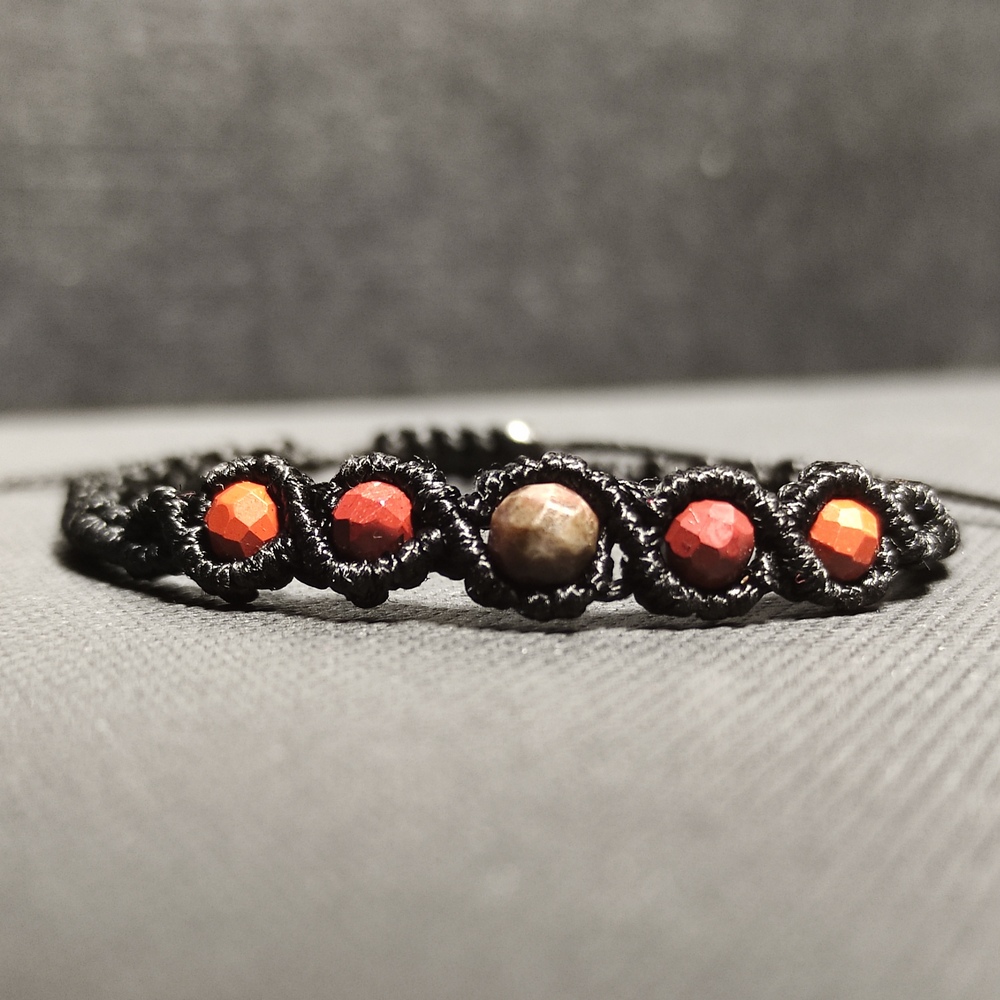 bizuteria mikromakrama recznie robiona jaspis 5 kamieni brazy 2