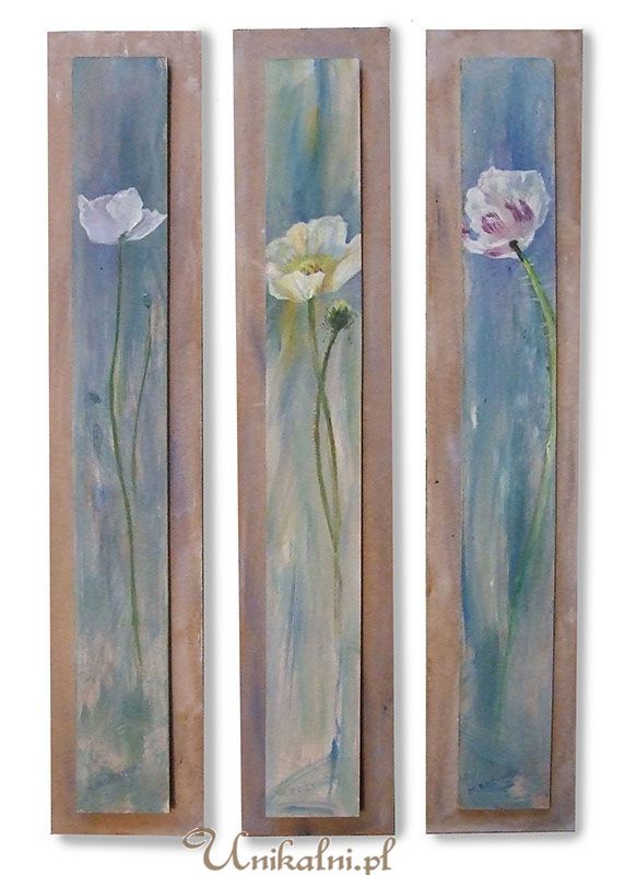 maki biale obraz tryptyk recznie malowane unikalni pl