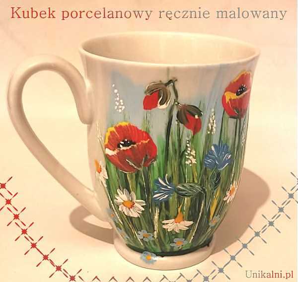 kubek recznie malowany kwiaty laka unikalni pl