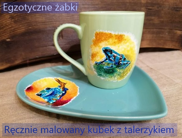 recznie malowany zestaw kubek i talerzyk unikalni pl