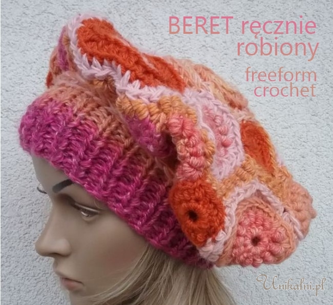 freefrom crochet beret czapka recznie robiona unikalni pl