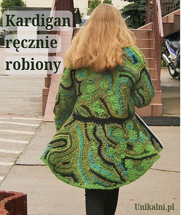kardigan zielony recznie robiony unikalni pl