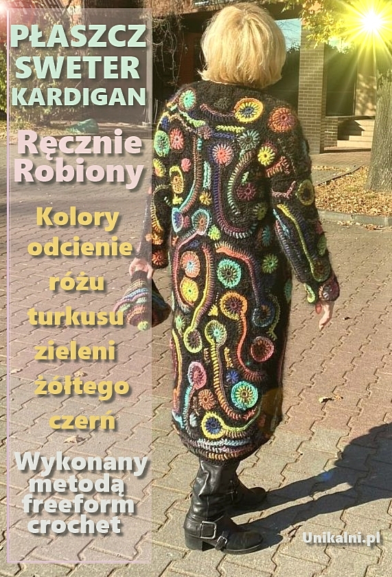 plaszcz sweter kardigan cieply recznie robiony unikalni pl
