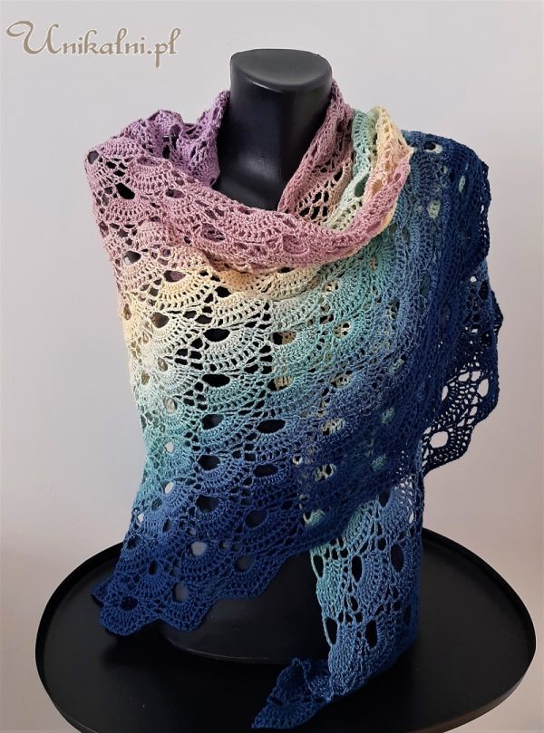 szydelkowa recznie robiona chusta kolorowa unikalni pl