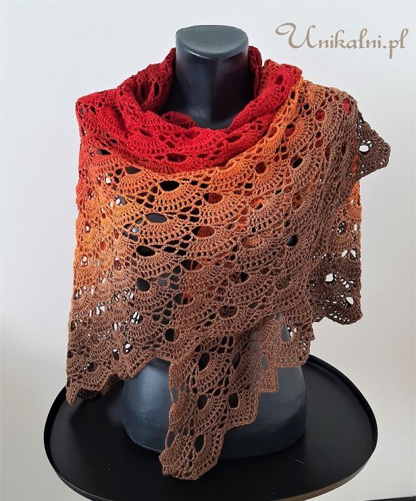 szydelkowa recznie robiona chusta ombre unikalni pl