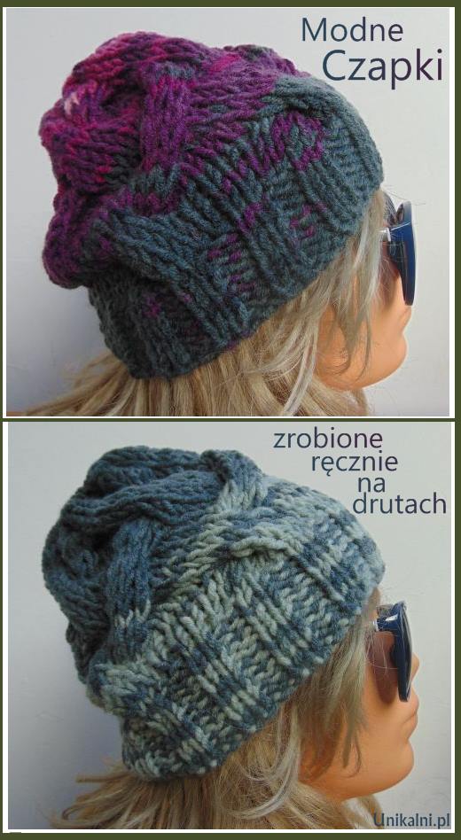 czapka na drutrach modna jesien zima unikalni pl
