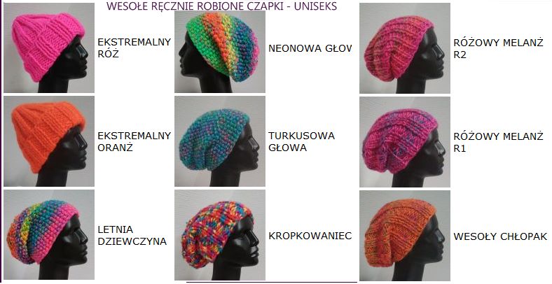 czapki kolorowe recznie robione uniseks unikalni pl