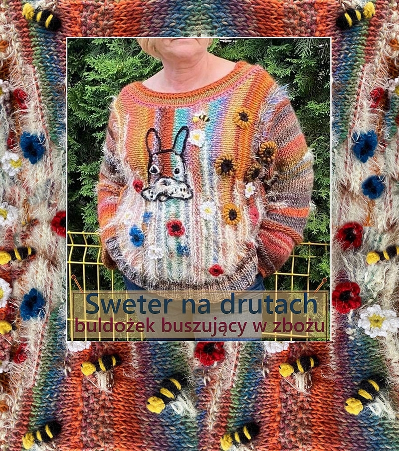 buszujacy w zbozu buldozek francuski sweter unikalni pl 