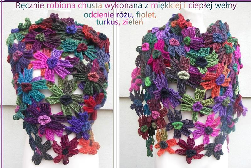 chusta kolorowa chusta na szydelku recznie robiona unikani pl