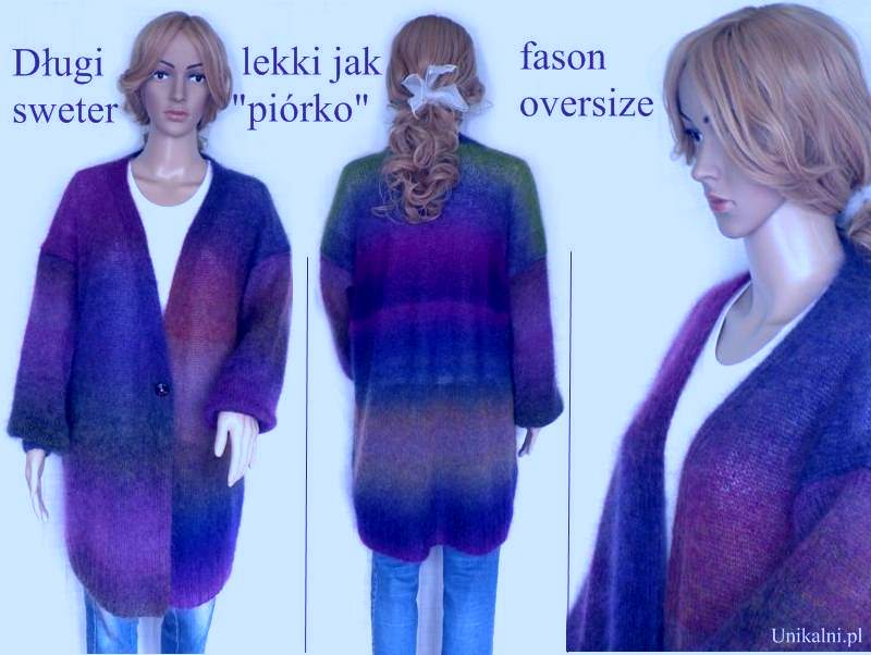 sweter lekki jak piorko na drutach fiolet oversize unaikalni pl
