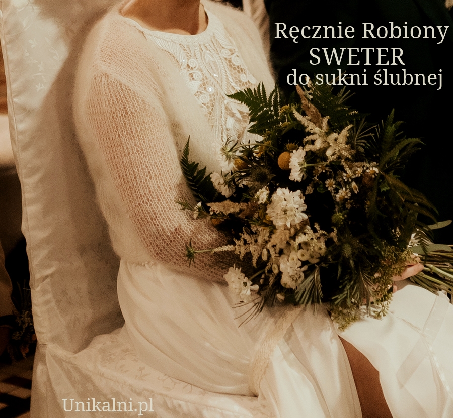 recznie robiony bialy sweter do slubu cieply unikalni pl