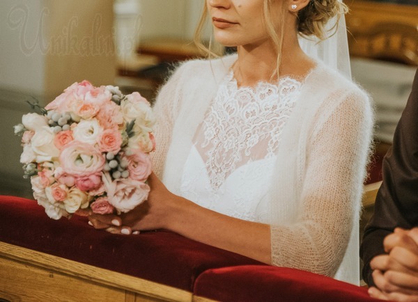 slub sweter do sukni slubnej recznie robiony jesien 